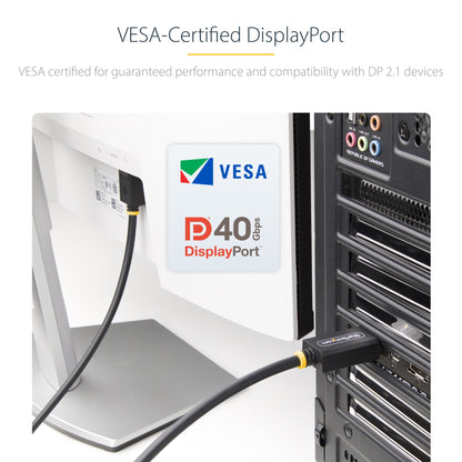 StarTech.com 1m DisplayPort 2.1 Cable, VESA Certified DP40 DisplayPort Cable w/UHBR10/HDR/HDCP 2.2, 8K 60Hz/4K 144Hz w/DSC 1.2a, 40Gbps, DP 2.1 Cable, UHD Monitor Cord, M/M