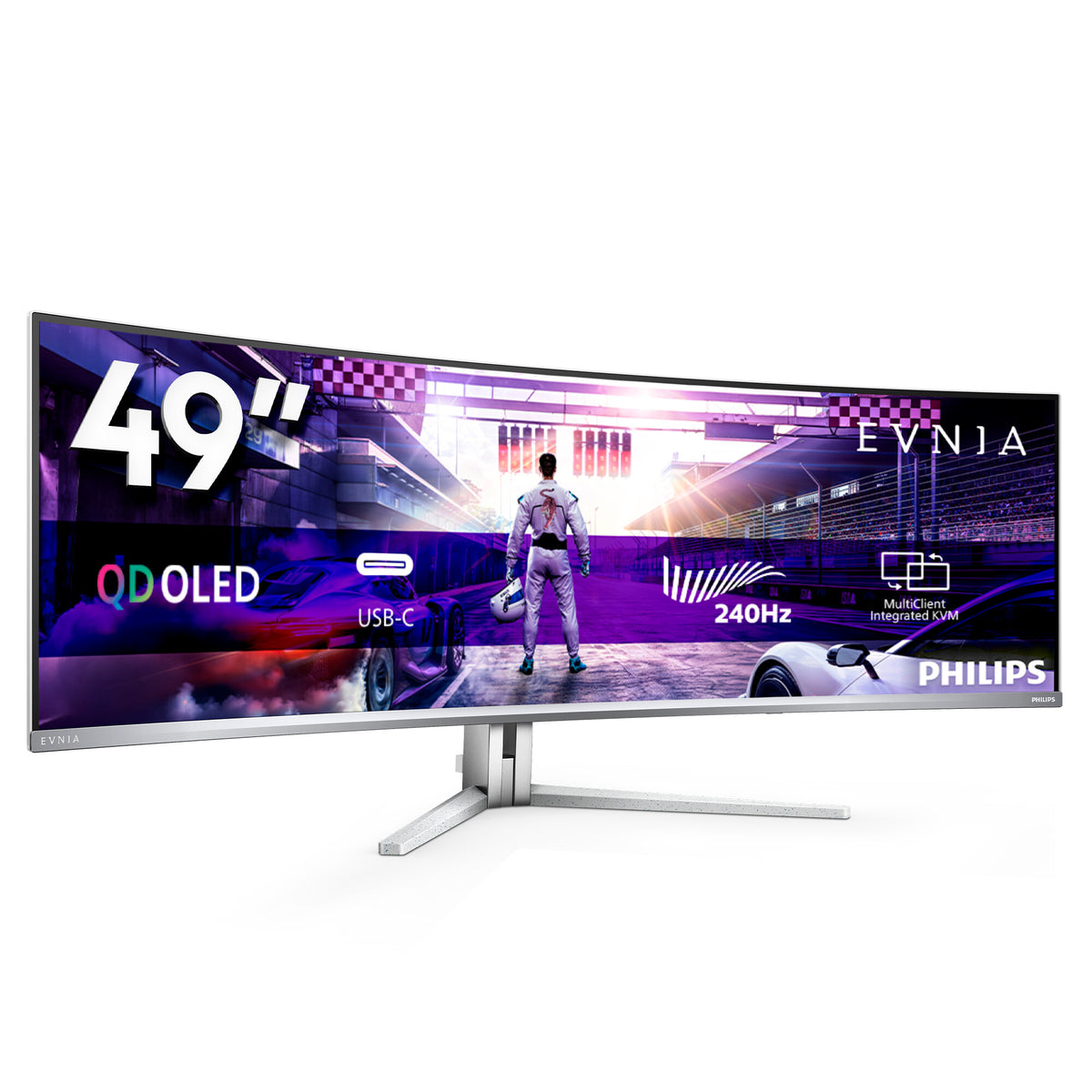 Philips Evnia 8000 49M2C8900/00 computer monitor 124.2 cm (48.9") 5120 x 1440 pixels Dual QHD QD-OLED White