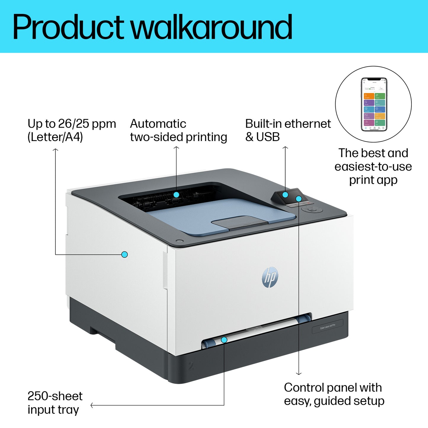 HP LaserJet Pro 3202dn Color Printer, Ethernet Only; Duplex