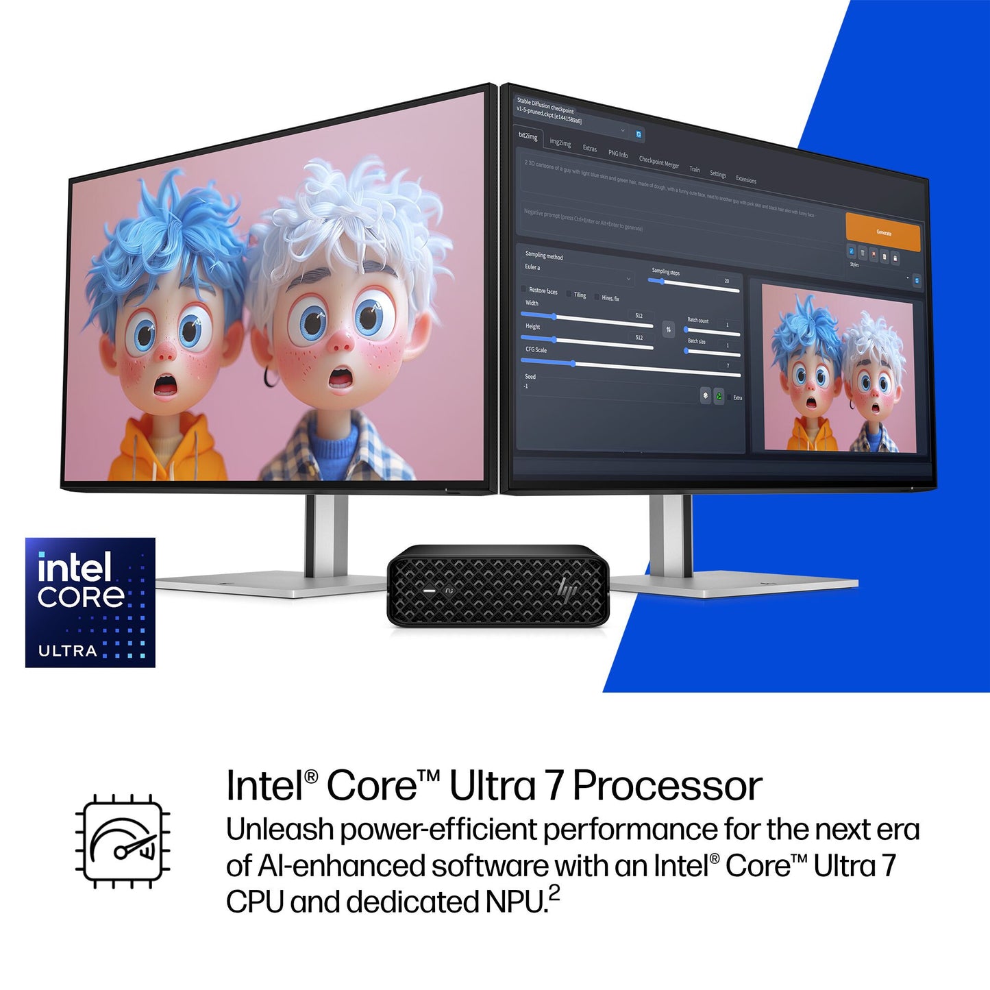 HP Z2 Mini G1i Intel Core Ultra 7 265 32 GB DDR5-SDRAM 1 TB SSD NVIDIA RTX A1000 Windows 11 Pro Mini PC Workstation AI Workstation, AI PC Black