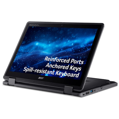 Acer TravelMate Spin B3 TMB312RN-31 N250 8GB/256GB W11P EDU Intel® N Laptop 31 cm (12.2") Touchscreen WUXGA LPDDR5-SDRAM SSD Wi-Fi 6E (802.11ax) Windows 11 Pro Education Black