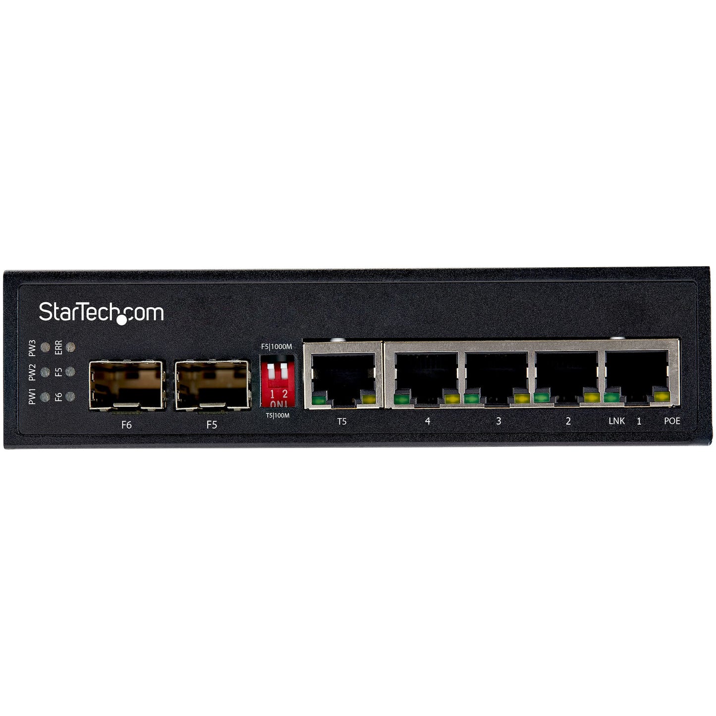StarTech.com Industrial 6 Port Gigabit Ethernet Switch 4 PoE RJ45 +2 SFP Slots 30W PoE+ 48VDC 10/100/1000 Power Over Ethernet LAN Switch -40C to 75C with DIN Connector/Mountable