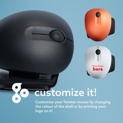 R-Go Tools Ergonomic mouse R-Go Twister, with break software, ambidextrous mouse for both hands, foldable, bluetooth and wired