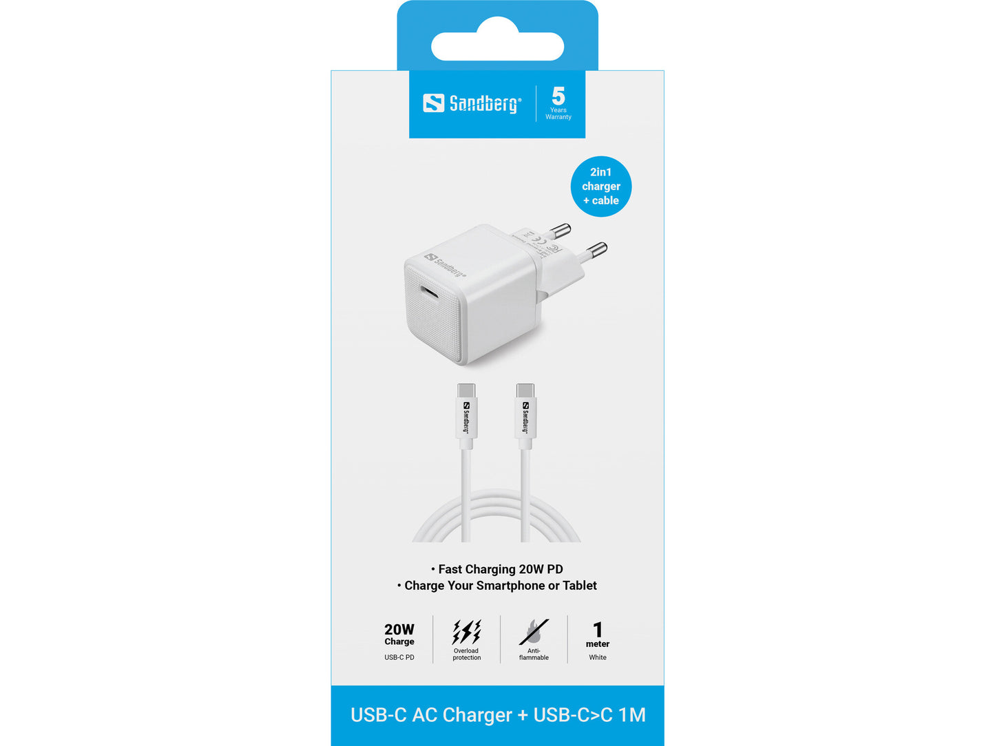 Sandberg USB-C 20W Charger EU+USB-CC