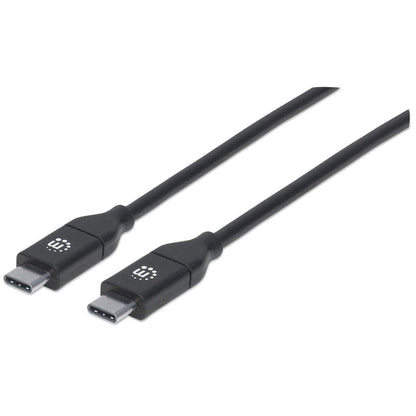 Manhattan USB-C to USB-C Cable, 2m, USB 2.0, 480 Mbps, 5A/100W Super Fast Charging, Hi-Speed USB, Black, Lifetime Warranty, Equivalent to USB2C5C2M