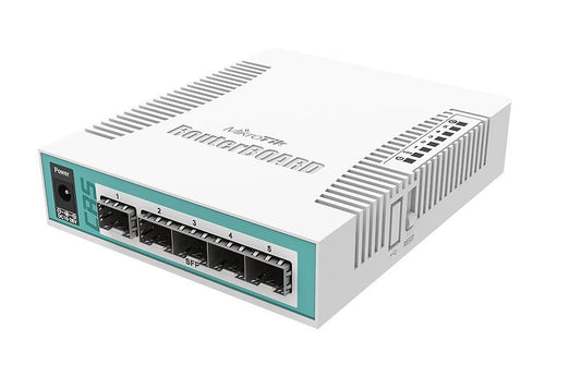 Mikrotik CRS106-1C-5S network switch, 5-port, Power over Ethernet (PoE), white