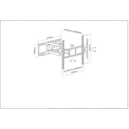 Manhattan TV & Monitor Mount, Wall, Full Motion, 1 screen, Screen Sizes: 32-55", Black, VESA 100x100 to 400x400mm, Max 40kg, LFD, Tilt & Swivel with 3 Pivots, Lifetime Warranty