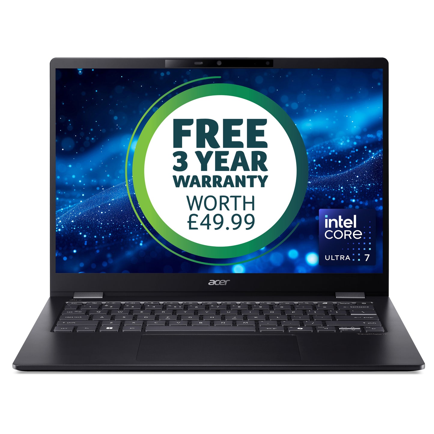 Acer TravelMate P6 14 AI TM P6 U7-256V 16GB 512GB 14" W11P Intel Core Ultra 7 Laptop 35.6 cm (14") WQXGA+ LPDDR5x-SDRAM SSD Wi-Fi 7 (802.11be) Windows 11 Pro Black