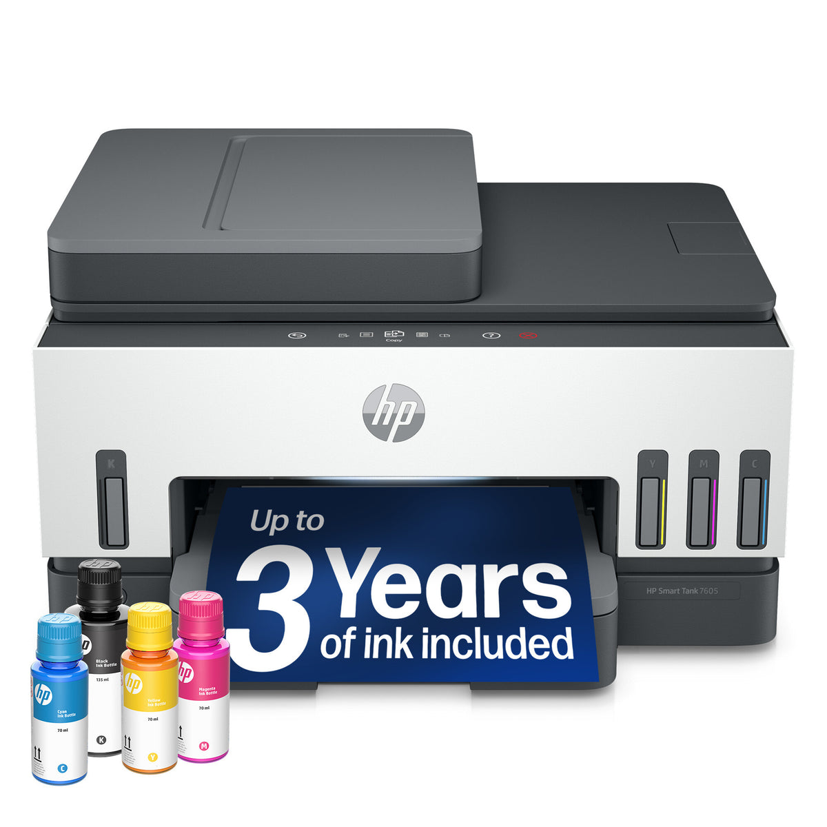 HP Smart Tank 7605 Wireless All-in-One Color Printer, Two-sided printing; Copier, Scanner