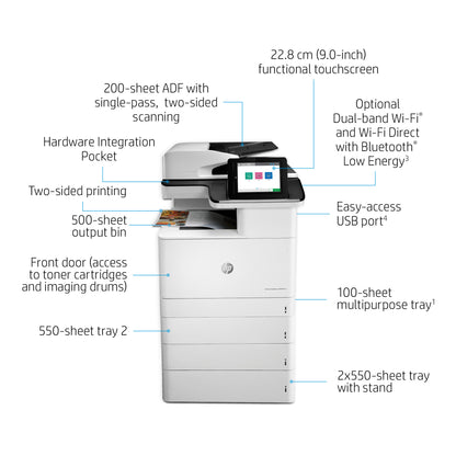 HP Color LaserJet Enterprise LaserJet Enterprise M776dn Multifunction Color Printer, Ethernet Only; Copier, Scanner