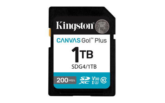 Kingston Technology Canvas Go! Plus 1TB SDXC Canvas Go Plus Gen 4 200MB/s C10 UHS-I U3 V30 memory card, Class 10