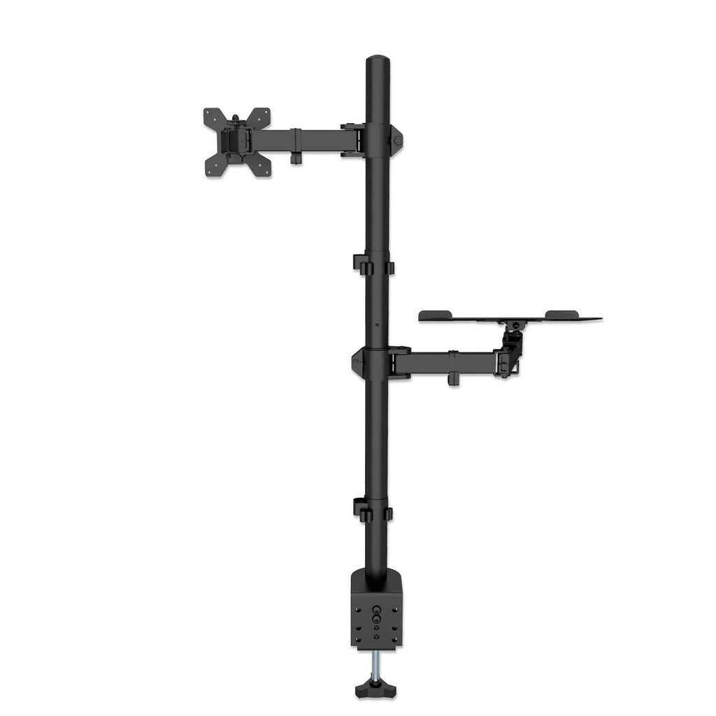 Manhattan Desk Mount for Monitors & Laptop Combo (Full Motion), For screens: 10-27", Laptop up to 17", Clamp Assembly, VESA compatibility: 75x75 and 100x100mm - check the dimensions of the four mounting holes on back of screen to ensure it fits, Max 8kg,