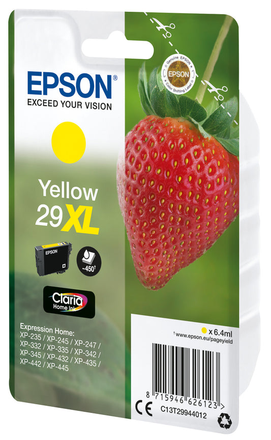 Epson Strawberry Singlepack Yellow 29XL Claria Home ink cartridge