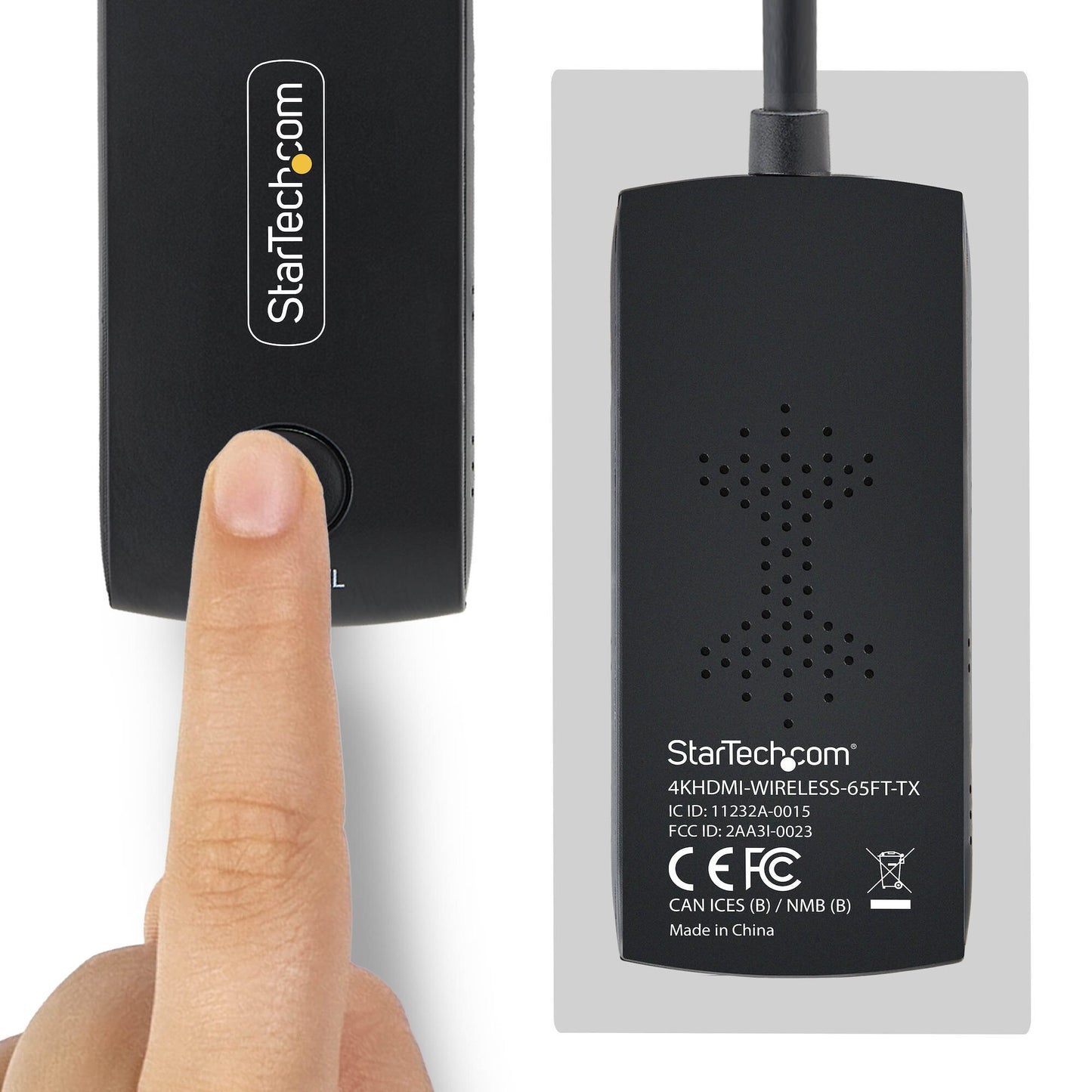 StarTech.com Wireless HDMI Extender for Meeting Rooms and Huddle Spaces, 4K 60Hz, 65ft Range, USB Powered, Plug-and-Play Transmitter and Receiver Kit