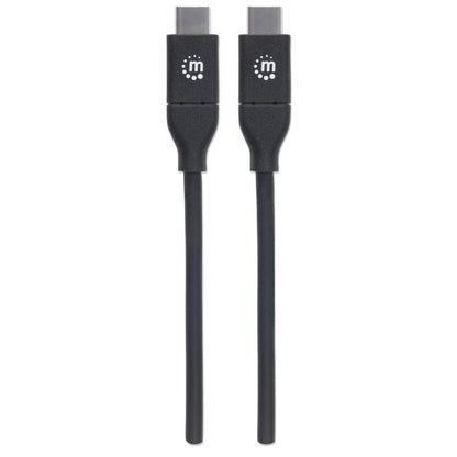 Manhattan USB-C to USB-C Cable, 2m, Male to Male, 480 Mbps (USB 2.0), 5A (super fast charging), Equivalent to USB2C5C2M, Hi-Speed USB, Black, Lifetime Warranty, Polybag