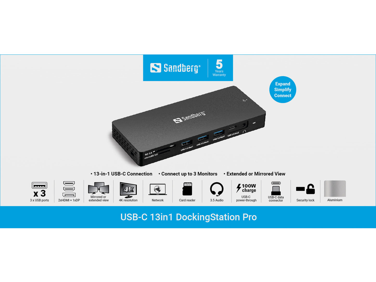 Sandberg USB-C 13in1 Docking Station Pro