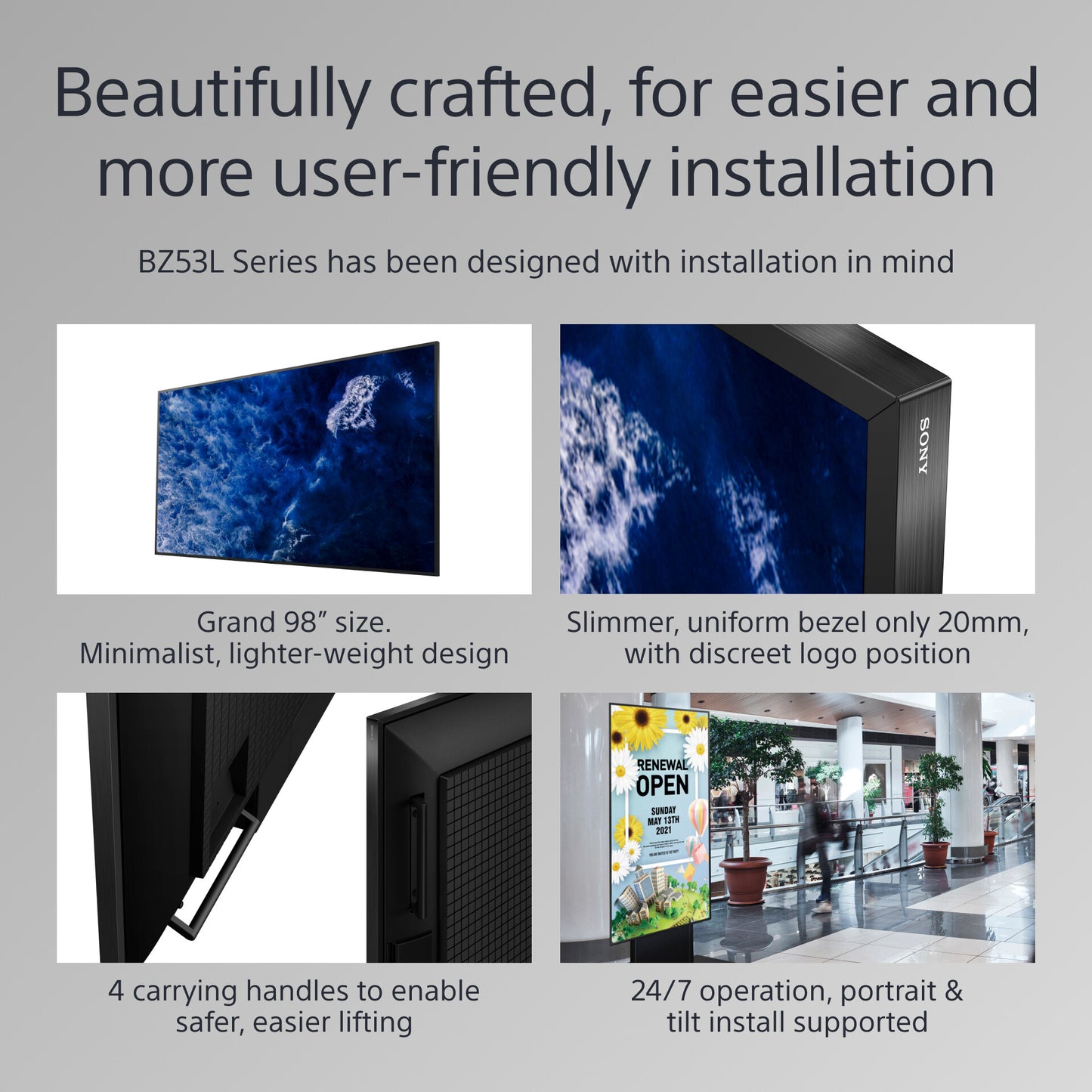 Sony BRAVIA FW-98BZ53L 4K HDR Full Array LED Professional display,780 cd/m2, Deep Black Non-Glare 47% Haze, 24/7 & 5 years PrimeSupport