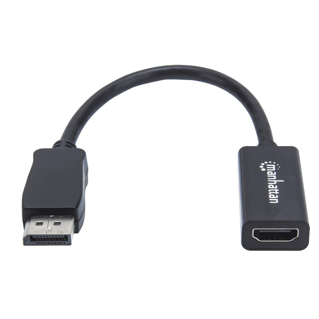 Manhattan DisplayPort 1.1 to HDMI Adapter, 1080p@60Hz, 15cm, Male to Female, Passive, Requires DP++, DP With Latch, Black, Not Bi-Directional, Three Year Warranty, Equivalent to DP2HDMI
