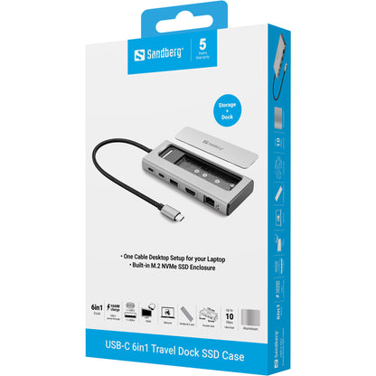 Sandberg USB-C 6in1 Travel Dock SSD Case