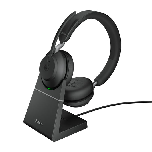 Jabra Evolve2 65 USB-C Black MS Chrg stand Stereo headset, Head-band, Wireless connection, Boom microphone, Office/Call center