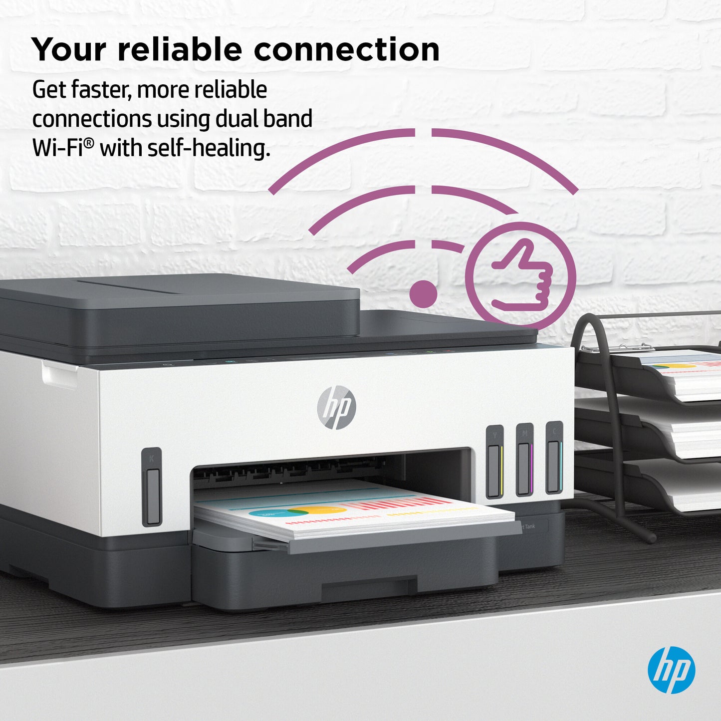 HP Smart Tank 7308 Wireless All-in-One Color Printer, Up to 2 Years of ink included; Two-sided printing; Copier, Scanner