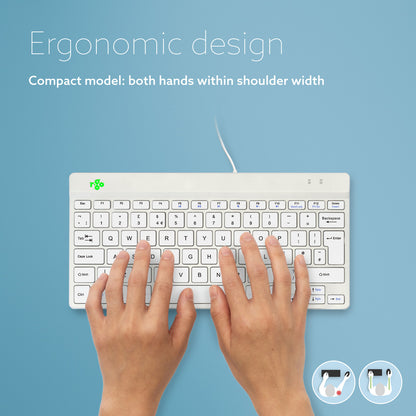R-Go Tools Ergonomic keyboard R-Go Compact Break, compact keyboard with break software, QWERTY (UK), wired, white