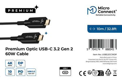 Microconnect USB3.2CC10OP USB cable USB 3.2 Gen 2 (3.1 Gen 2) 10 m USB C Black