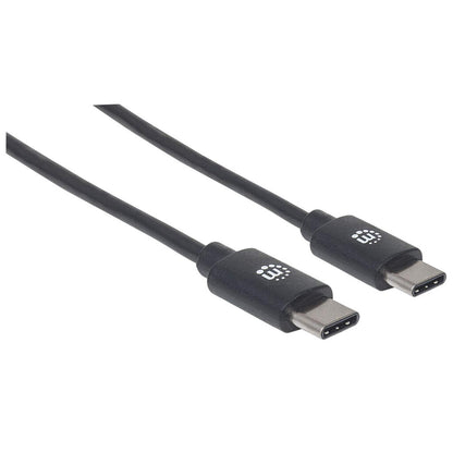 Manhattan USB-C to USB-C Cable, 3m, Male to Male, Black, 480 Mbps (USB 2.0), Hi-Speed USB, Lifetime Warranty, Equivalent to USB2CC3M