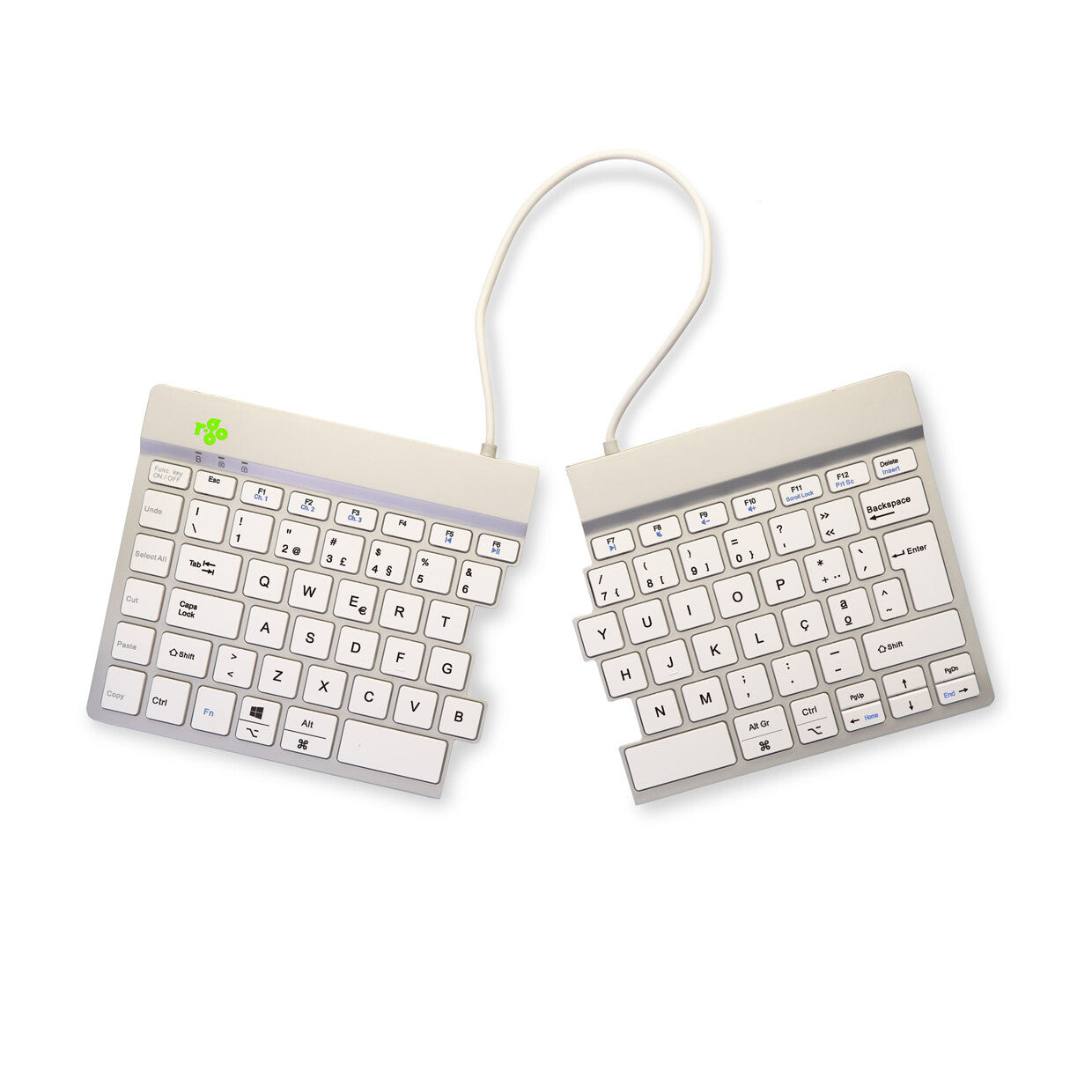 R-Go Tools Ergonomic keyboard R-Go Split Break with break software, ergonomic split keyboard, QWERTY (PT), Bluetooth, white