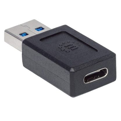 Manhattan USB-C Female to USB-A Male Adapter, USB 3.2 Gen 2 (formerly USB 3.1 Gen 2), 10 Gbps, SuperSpeed+ USB, Black, Lifetime Warranty