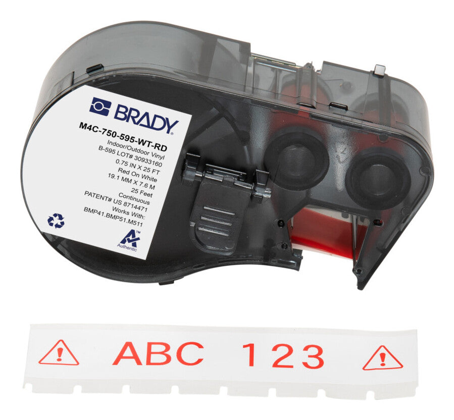 Brady M4C-750-595-WT-RD printer label Red, White Self-adhesive printer label