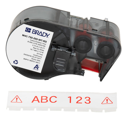Brady M4C-750-595-WT-RD printer label Red, White Self-adhesive printer label