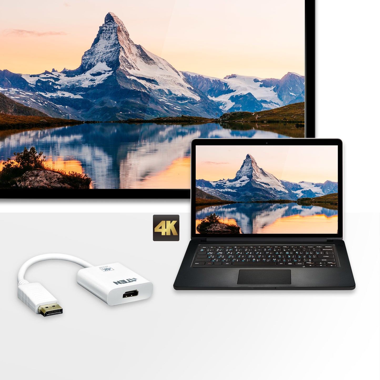 ATEN 4K Active DisplayPort to HDMI converter, 3D, up 3840 by 2160 @30Hz