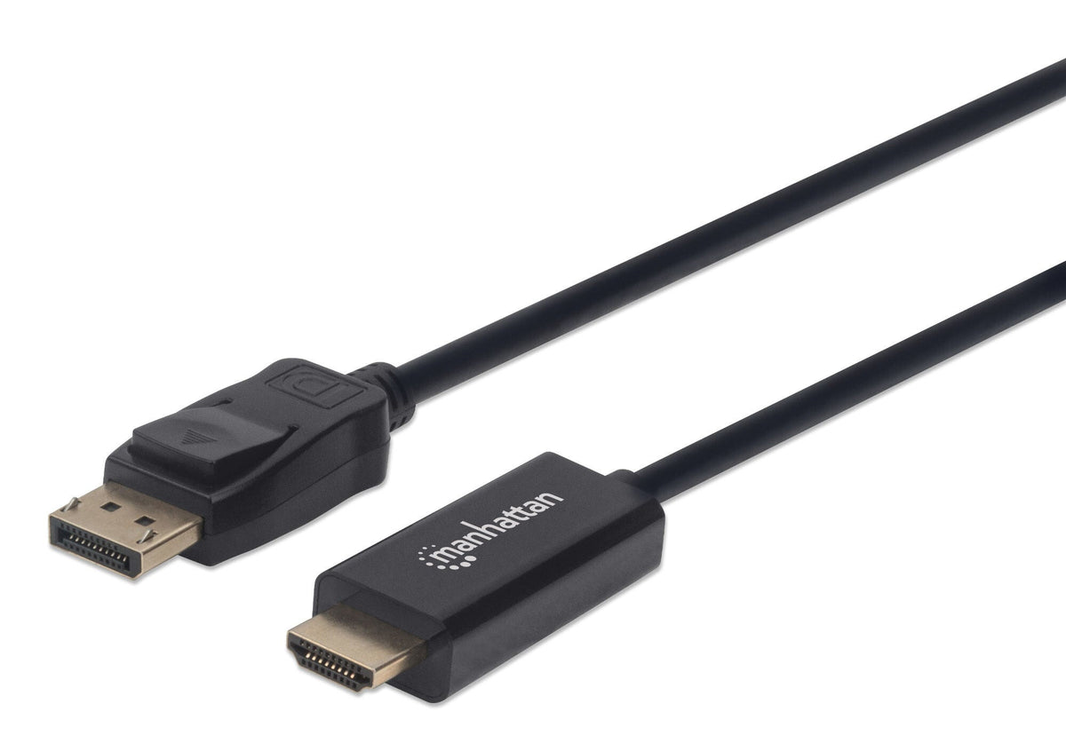 Manhattan DisplayPort 1.1 to HDMI Cable, 1080p@60Hz, 1.8m, DP With Latch, Black, Not Bi-Directional, Three Year Warranty