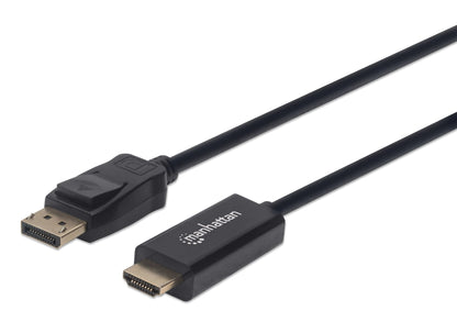 Manhattan DisplayPort 1.1 to HDMI Cable, 1080p@60Hz, 1.8m, DP With Latch, Black, Not Bi-Directional, Three Year Warranty