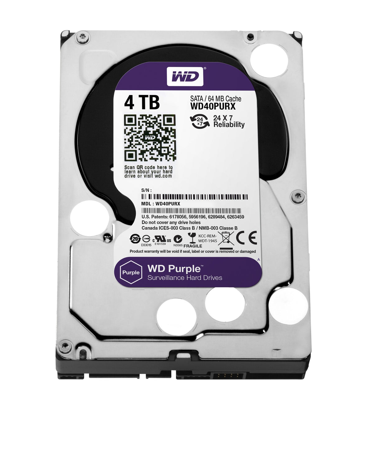 Western Digital Purple 4TB internal hard drive, variable spindle speed, 3.5-inch, Serial ATA III