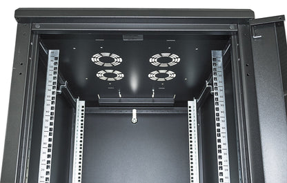 Intellinet 19" Network Cabinet - Free Standing, 32U, 600x600mm (width x depth), Black, Flatpack, Max 1500kg, Multi-Point Door Lock, One Lock Per Side Panel, Usable Depth 123 to 373mm, IP20 rated, Rack, Steel