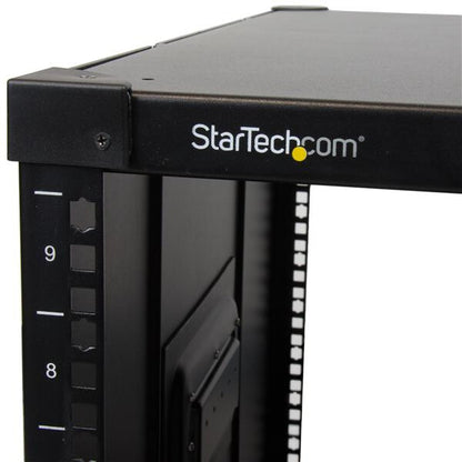 StarTech.com 4-Post 9U Mobile Open Frame Server Rack, Four Post Network Rack with Wheels, 19" Rolling Rack for Home/Office Narrow Floor Spaces, Small Data Rack for Computer/AV/IT Equipment - TAA Compliant