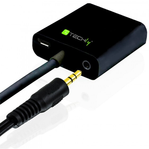 Techly IDATA-HDMI-VGA2AU video cable adapter 0.15 m VGA+3.5mm+Micro USB Black