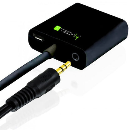 Techly IDATA-HDMI-VGA2AU video cable adapter 0.15 m VGA+3.5mm+Micro USB Black