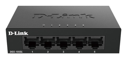 D-Link DGS-105GL/E network switch, Unmanaged, 5-port, black