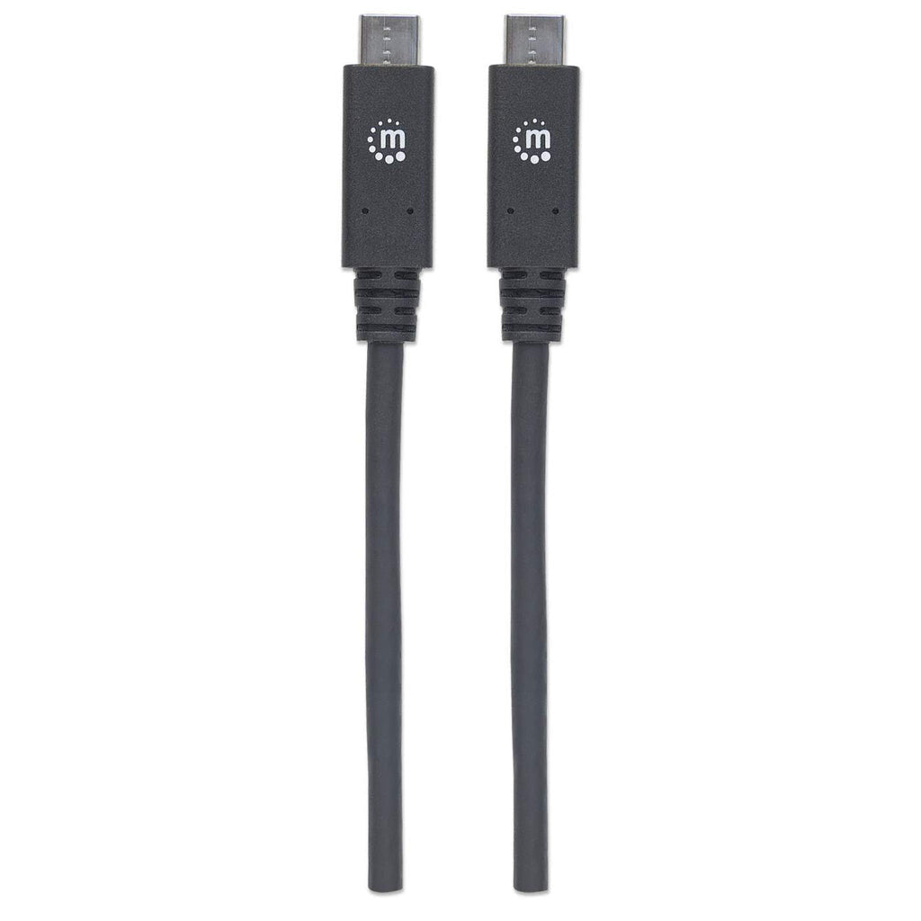 Manhattan USB-C to USB-C Cable, 1m, Male to Male, Black, 10 Gbps (USB 3.2 Gen2 aka USB 3.1), 5A (super fast charging), Equivalent to USB31C5C1M, SuperSpeed+ USB, Lifetime Warranty, Polybag