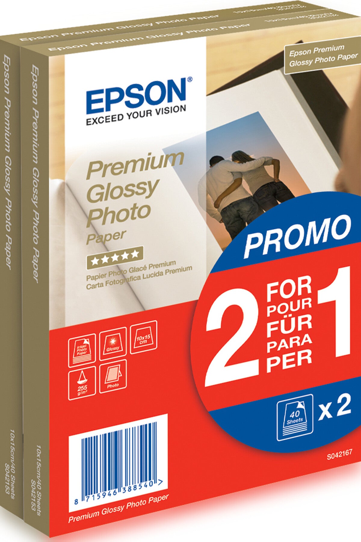 Epson Premium Glossy Photo Paper (100 x 150mm), 255gsm, 80 sheets