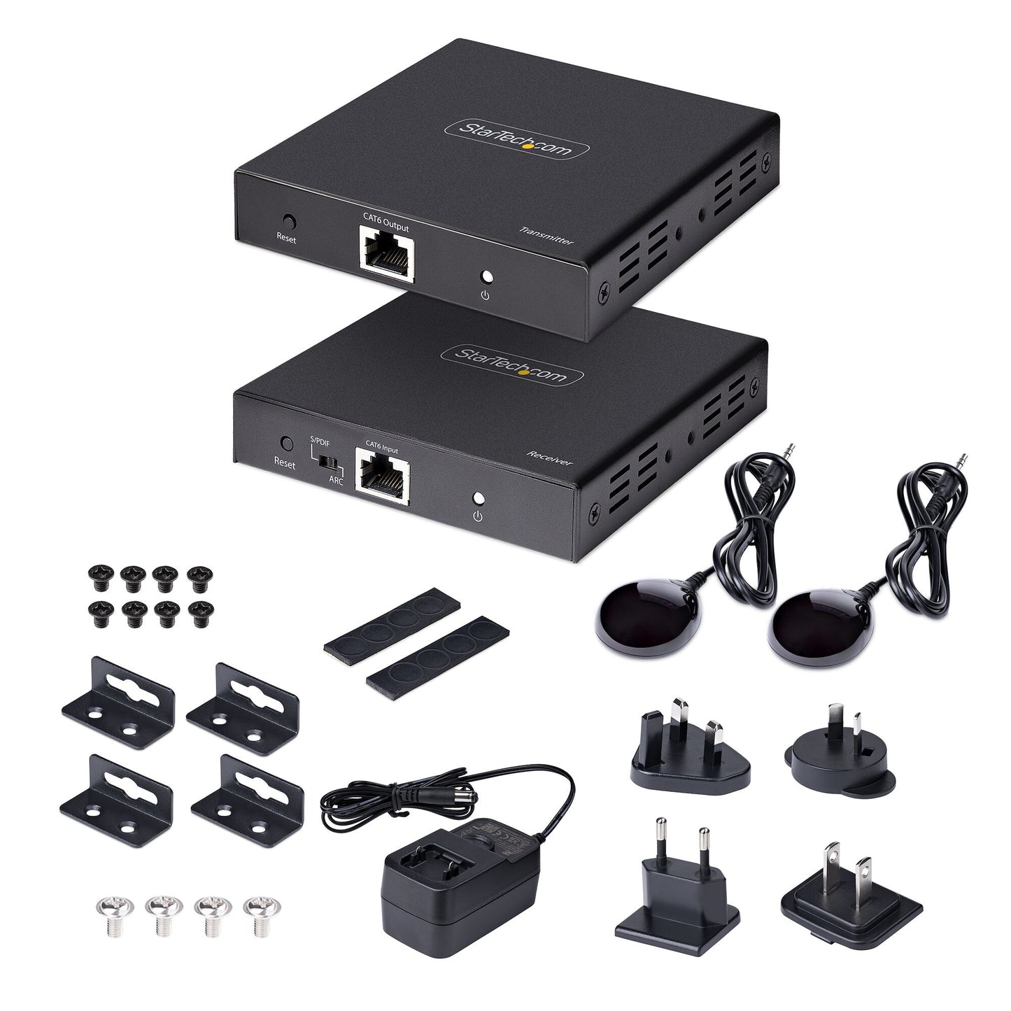 StarTech.com 4K HDMI Extender Over CAT5/CAT6 Cable, 4K 60Hz HDR Video Extender Up to 230ft (70m), HDMI Over Ethernet Cabling, S/PDIF Audio Out, HDMI Transmitter and Receiver Kit