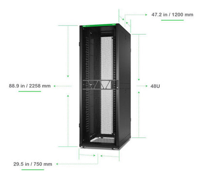 APC NetShelter SX, Networking Rack Enclosure, 48U, 2258H x 750W x 1200D mm, with Sides, Black