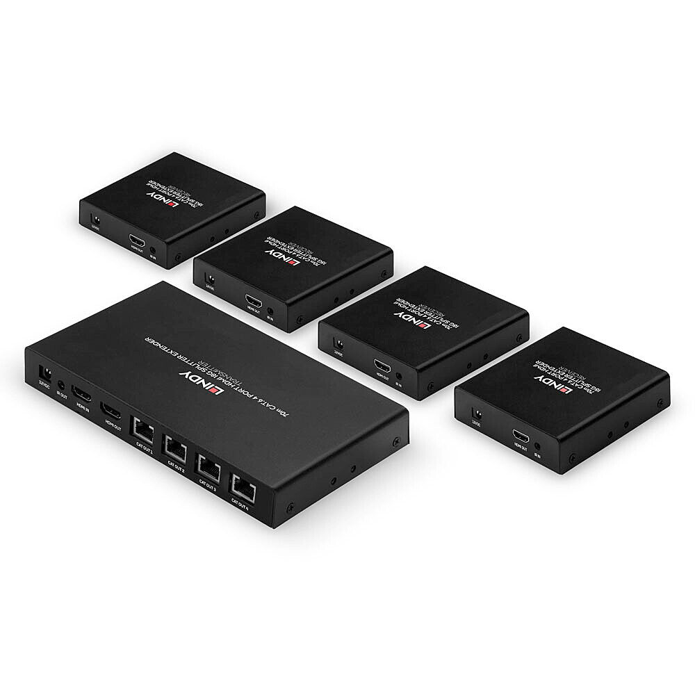 Lindy 70m Cat.6 4 Port HDMI 4K60 Splitter Extender