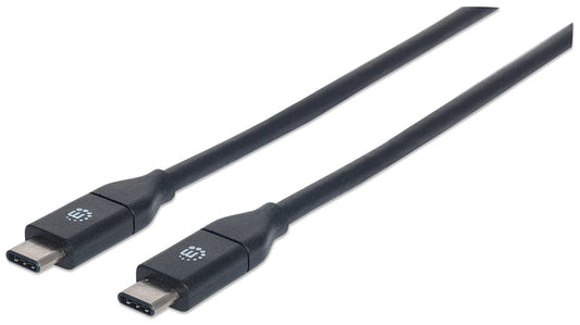 Manhattan USB-C to USB-C Cable, 1m, USB 3.2 Gen 2 (formerly USB 3.1 Gen 2), 10 Gbps, 3A Fast Charging, SuperSpeed+ USB, Black, Lifetime Warranty, Equivalent to USB31CC1M
