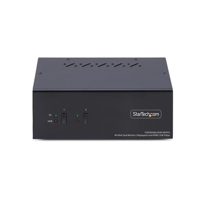 StarTech.com 2-Port Dual-Monitor DisplayPort and HDMI KVM Switch, 4K 60Hz, 1x HDMI & 1x DP Monitor, 2-Port USB 5Gbps Hub, 2x USB HID Ports, TAA Compliant