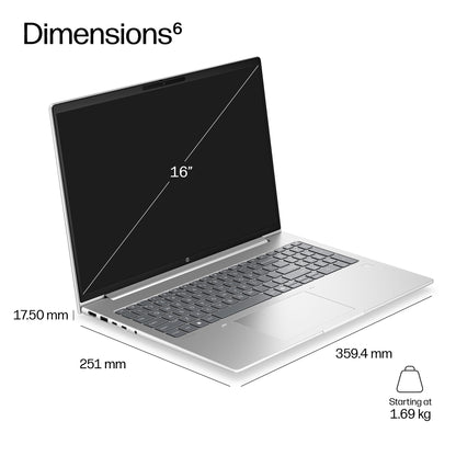 HP ProBook 4 G2i 16 AI PC Intel Core 5 320 Laptop 40.6 cm (16") WUXGA 16 GB DDR5-SDRAM 512 GB SSD Wi-Fi 6E (802.11ax) Windows 11 Pro Silver
