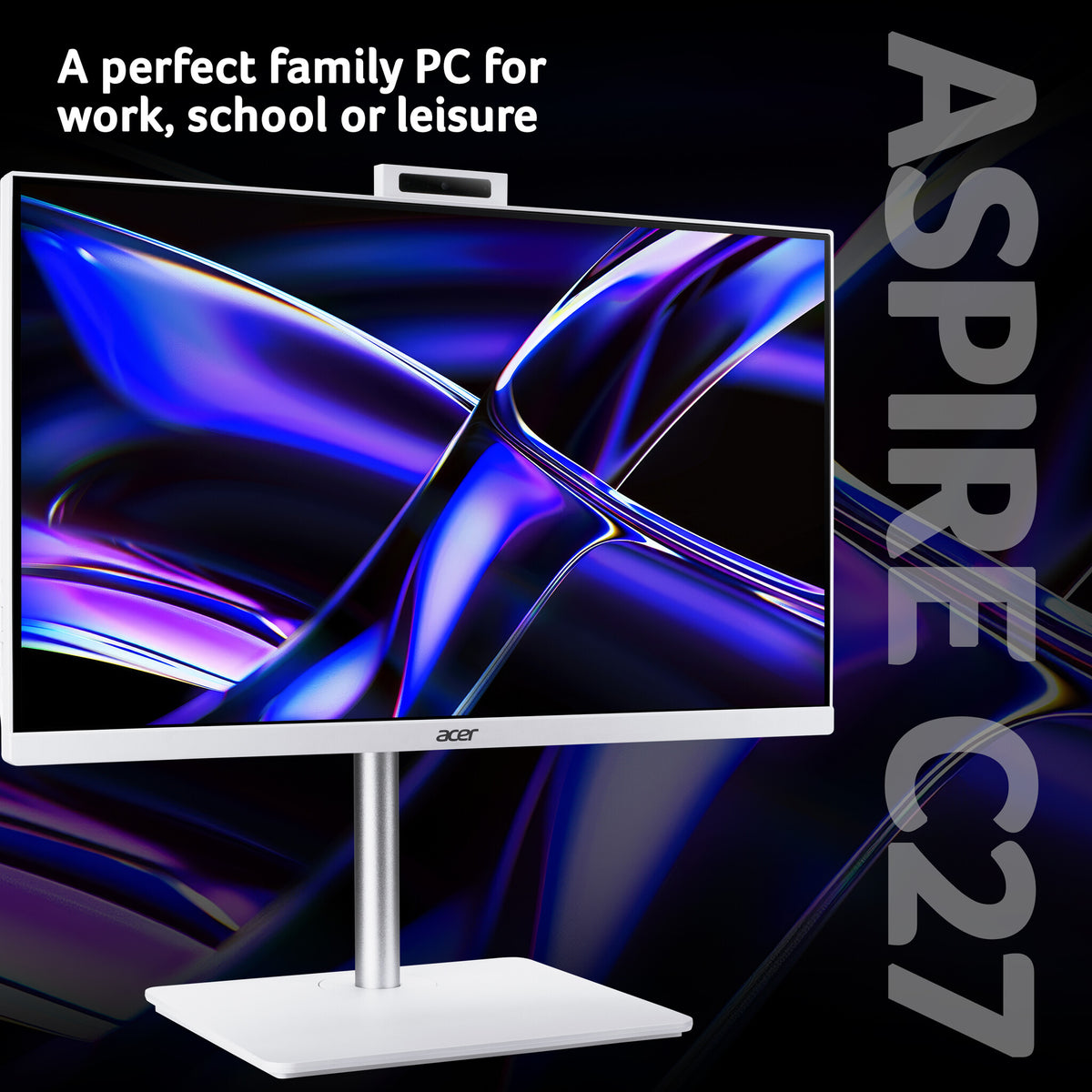 Acer Aspire C27-A All-in-One Desktop - Intel Core i7-1355U, 8GB, 1TB SSD, Integrated Graphics, 27" Full HD, Windows 11, White
